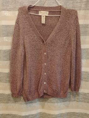 Easy Spirit Dusty Rose Knit Button-Up Cardigan